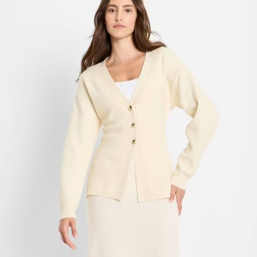 Women's Nipped Waist Cardigan - Future Collective Cream S